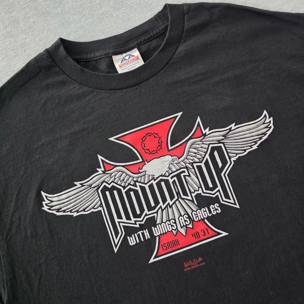 Kerusso Men Isaiah 40:31 Mount Up Eagle Graphic T-Shirt Black Large 2002 Vintage